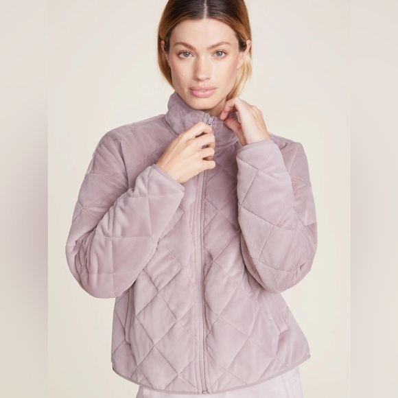 $248 Barefoot Dreams LuxeChic Quilted Jacket in Deep Taupe Lilac NWT - Picture 4 of 4